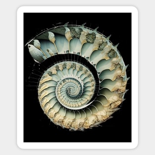 Fibonacci Sequence: Fibonacci Shell Art (on a Dark Knocked Out Background) Sticker